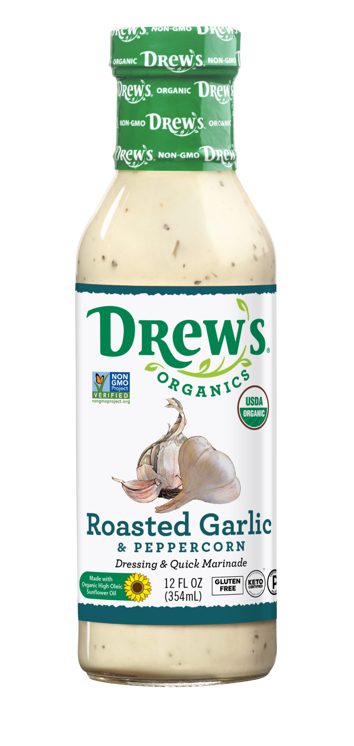 Roasted Garlic Peppercorn Dressing & Quick Marinade Drew's Organics