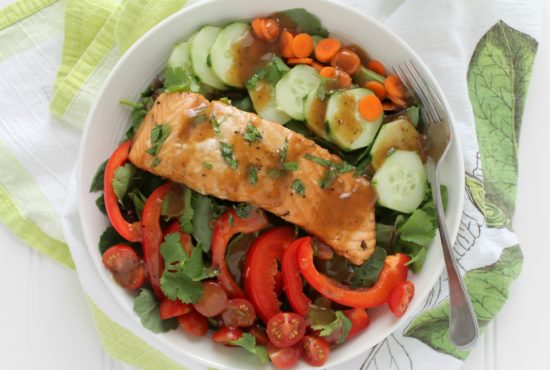 Shiitake Ginger Grilled Salmon Salad