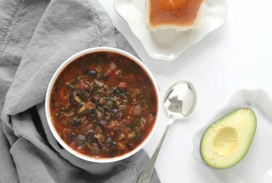 Ancient Grains and Kale Black Bean Soup