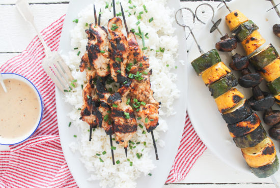 Honey Dijon Chicken and Veggie Kabobs